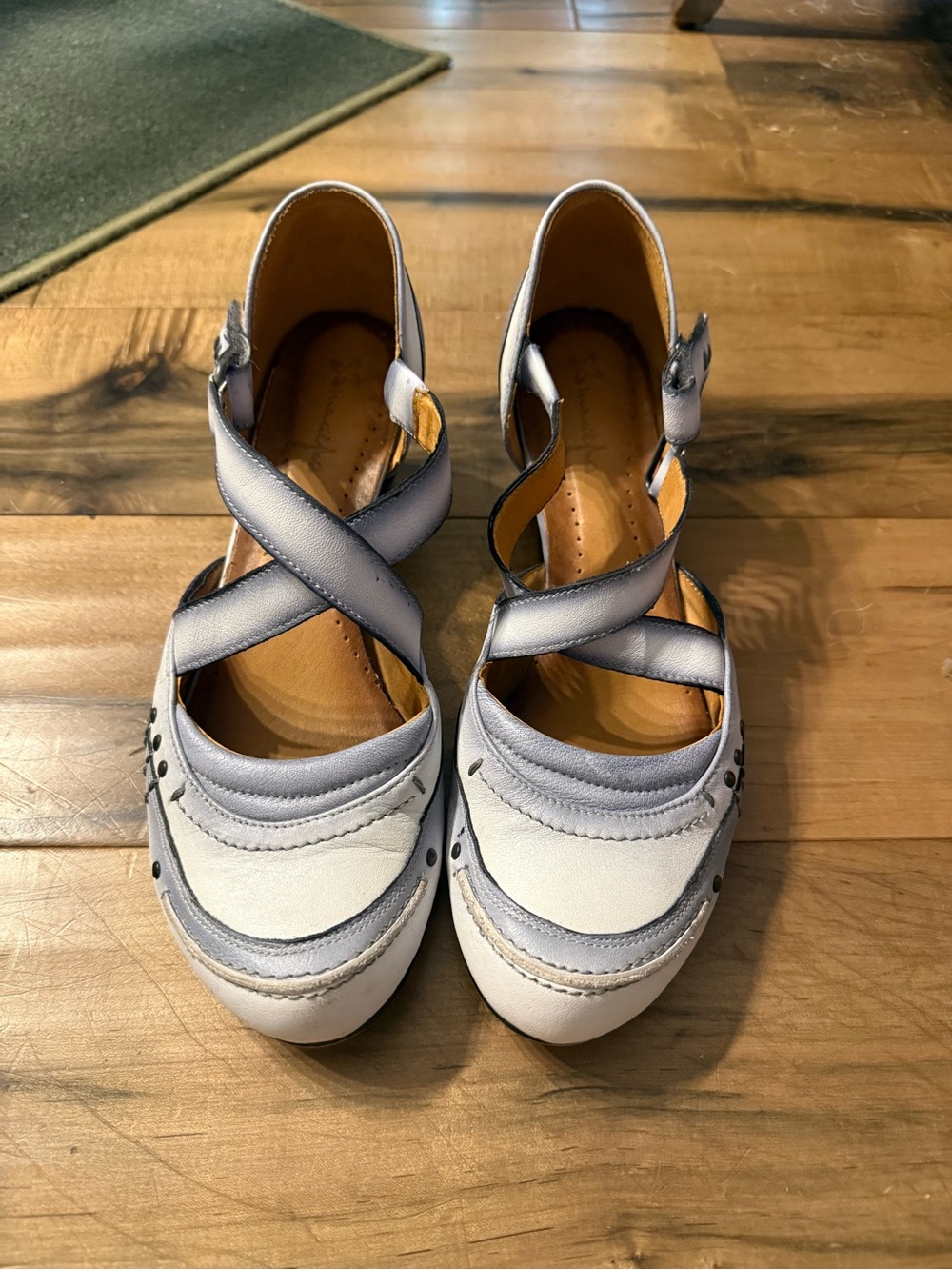 Maciejka Light Gray Crisscross Strap Heels